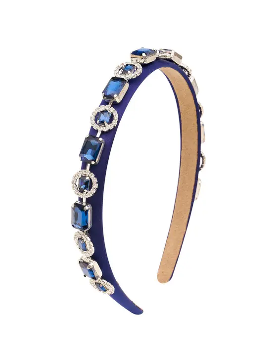 Navy Bejewelled Narrow Headband — view 3