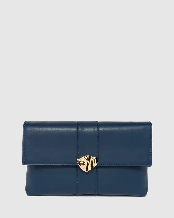 Navy Polly Flap Clutch