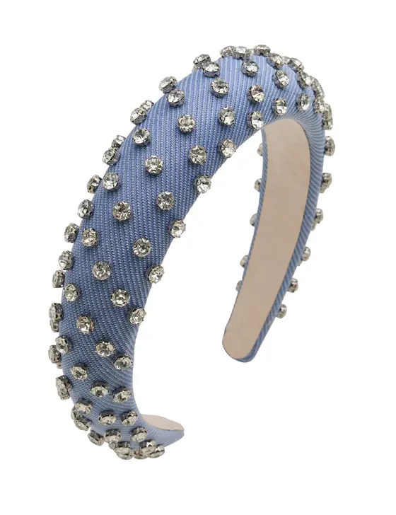 Pale Blue All Over Stone Padded Headband