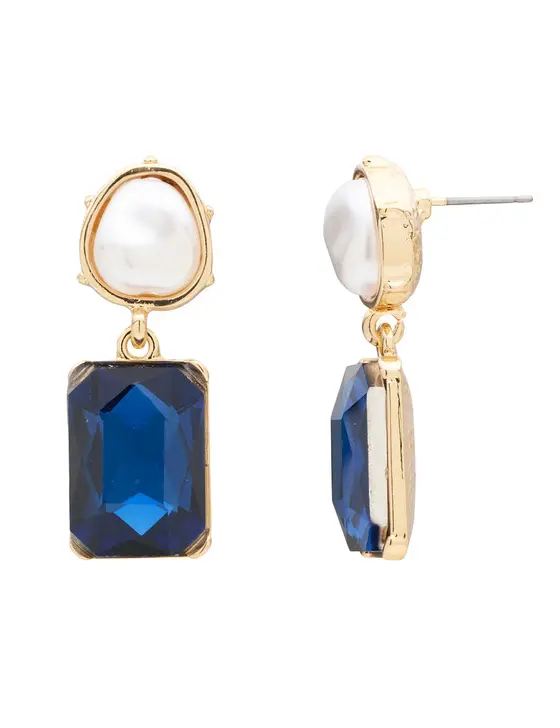 PEARLINE RECTANGLE STONE EARRING — view 3