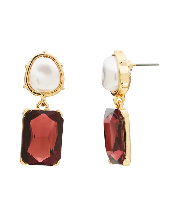 PEARLINE RECTANGLE STONE EARRING — view 3