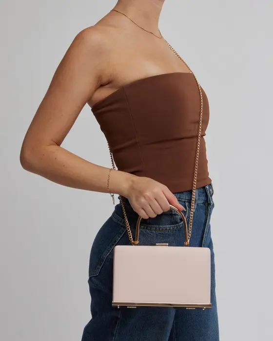 Pink Drew Top Handle Clutch Bag — view 3
