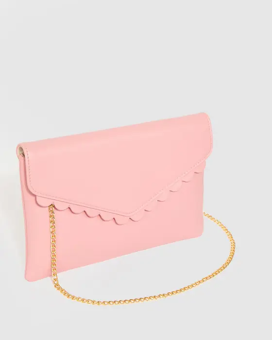 Pink Jordana Scallop Clutch Bag — view 3