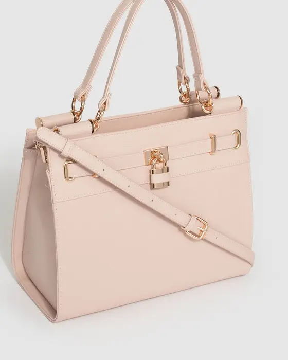Pink Stephanie Square Lock Tote Bag — view 3