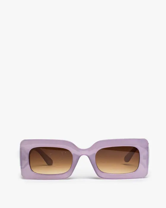 Purple Rectangle Plain Sunglasses