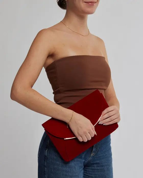 Red Dalila Envelope Clutch Bag — view 3