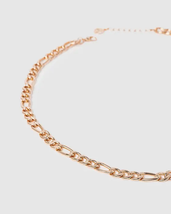 Rose Gold Figaro Chain Necklace — view 3