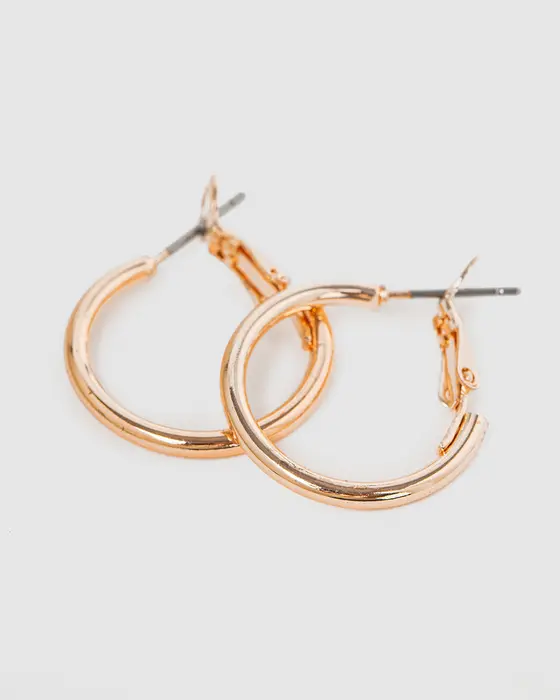 Rose Gold Fine Hoop Earrings — view 3