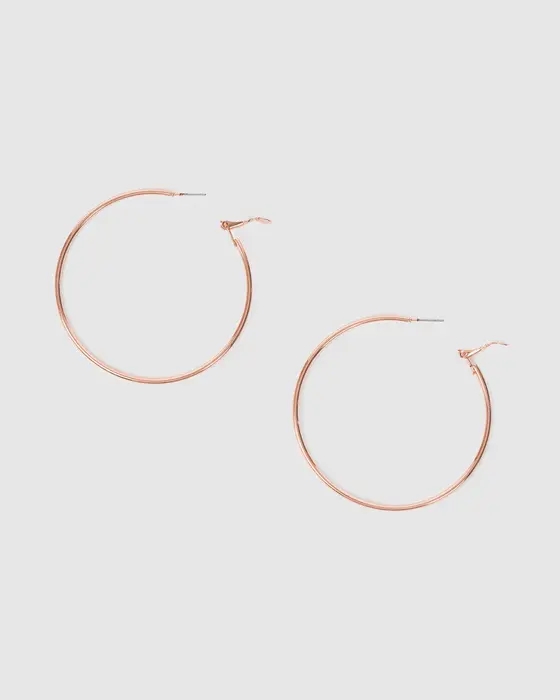 Rose Gold Fine Hoops Earrings - 60mm