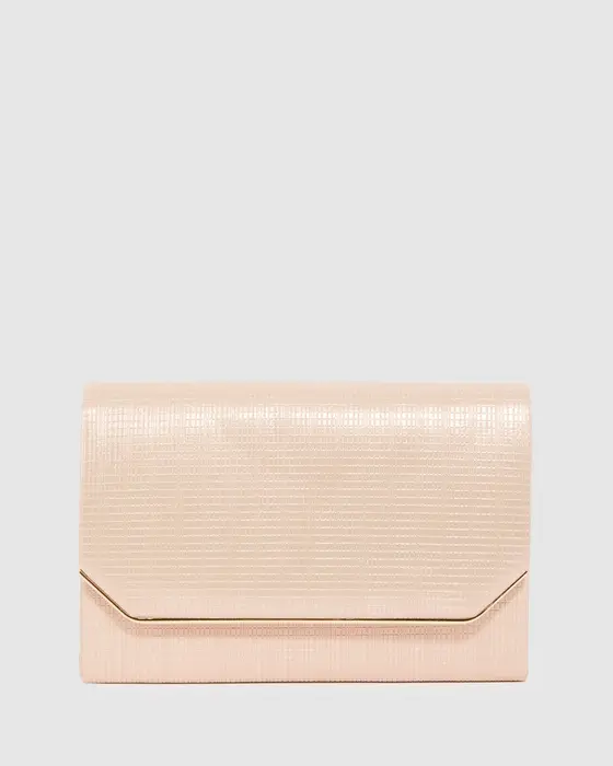 Rose Gold Penny Flap Clutch Bag