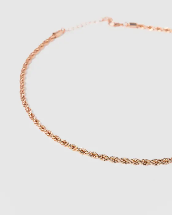 Rose Gold Thin Rope Chain Necklace — view 3