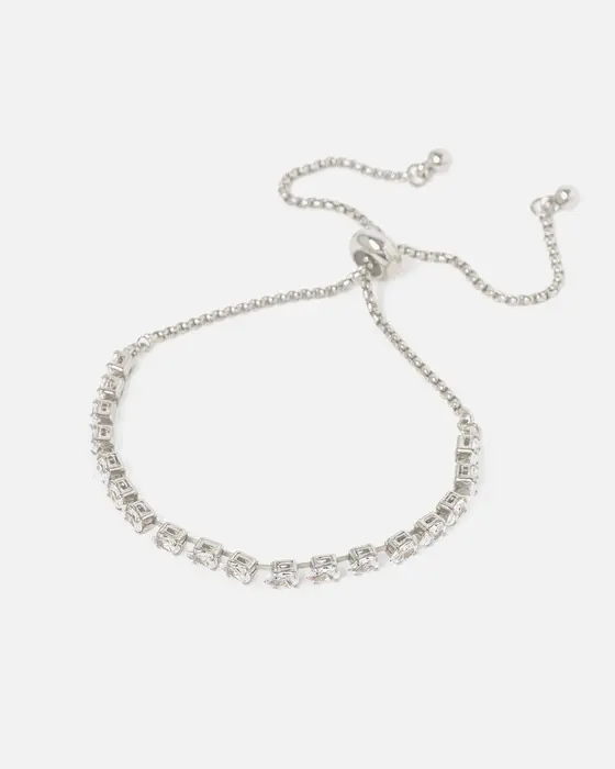 Silver Cubic Zirconia Multi Teardrop Bracelet