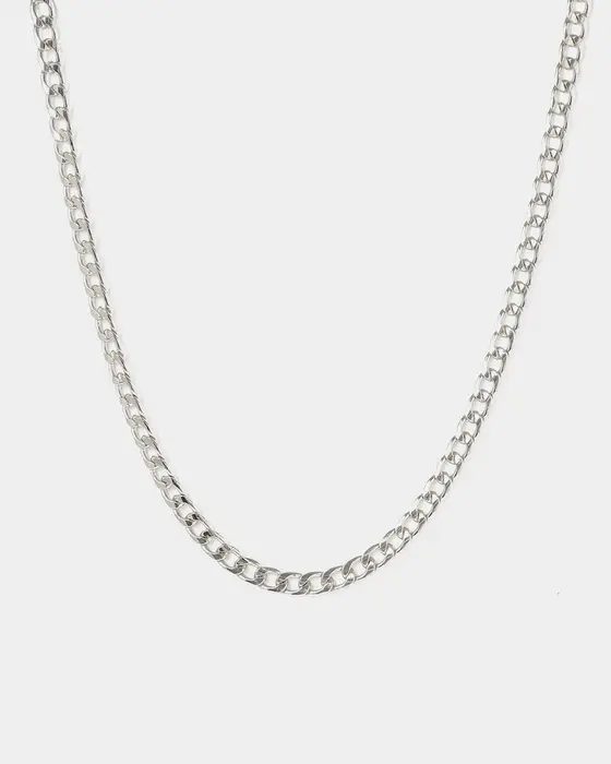 Silver Curb Chain Necklace