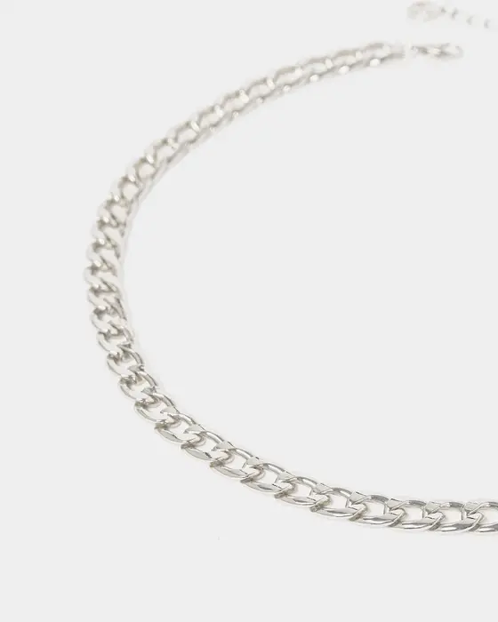 Silver Curb Chain Necklace — view 3