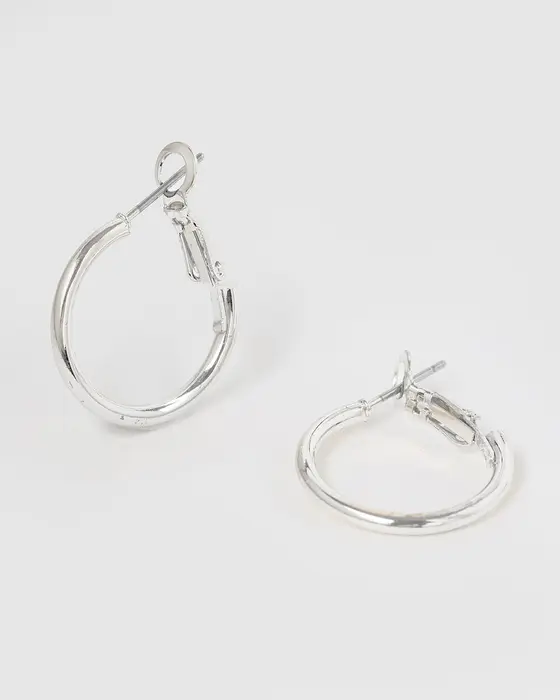 Silver Fine Hoop Earrings - 20mm