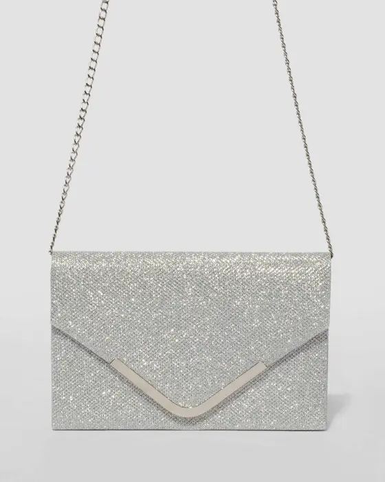 Silver Lila Envelope Clutch Bag