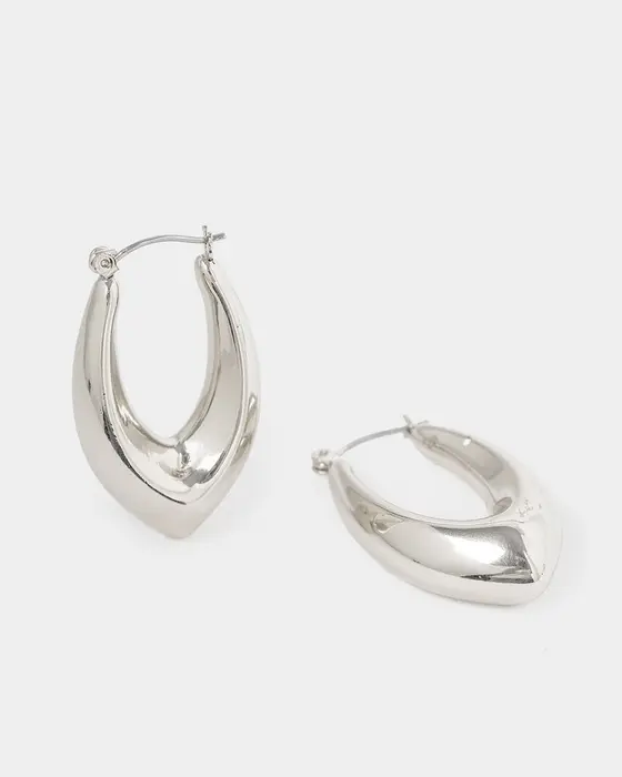 Silver Pointed Style Hoop Earrings