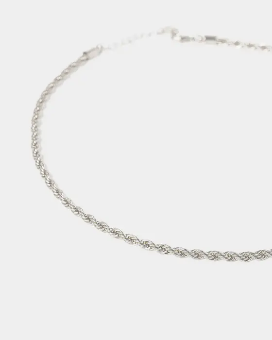 Silver Thin Rope Chain Necklace — view 3