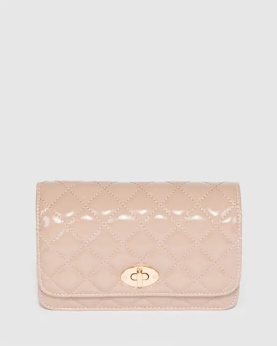 Taupe Eboni Quilted Crossbody Bag