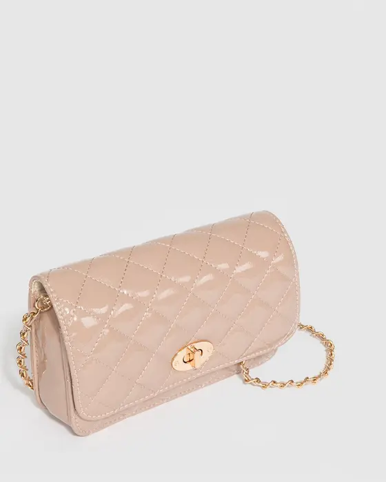 Taupe Eboni Quilted Crossbody Bag — view 3