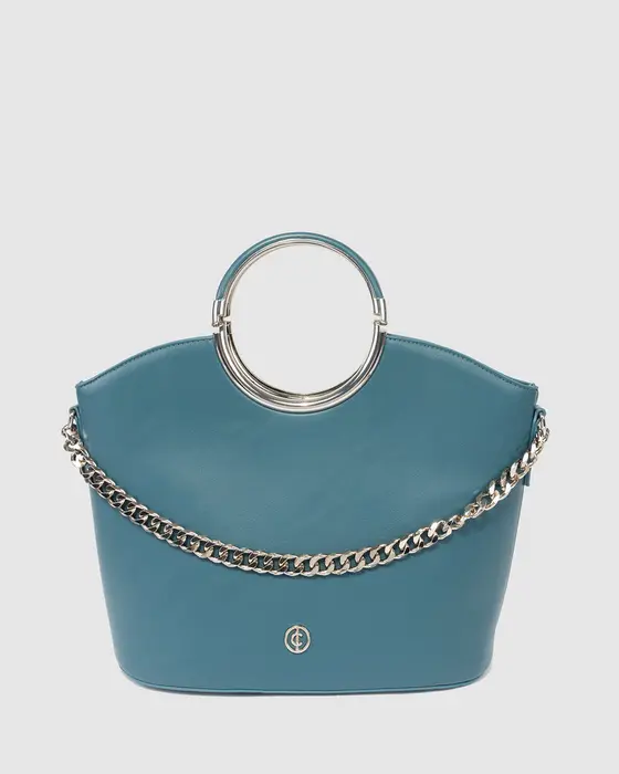 Teal Sabrina Ring Tote Bag