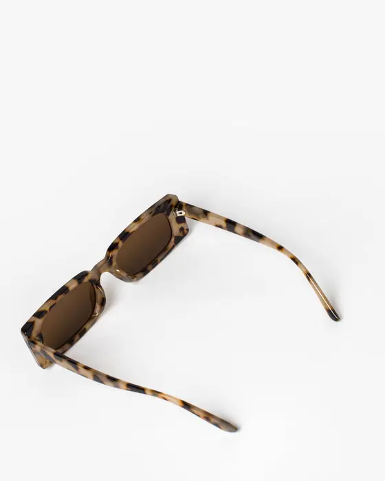 Tortoiseshell Rectangle Thin Sunglasses — view 3
