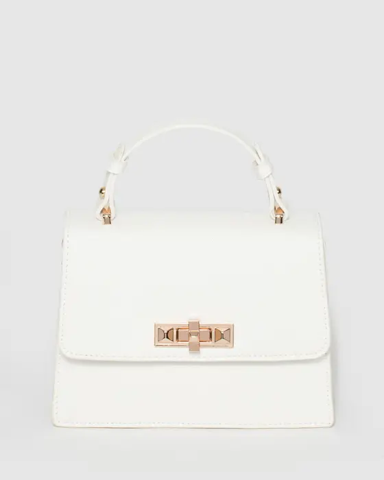 White Angelika Top Handle Bag