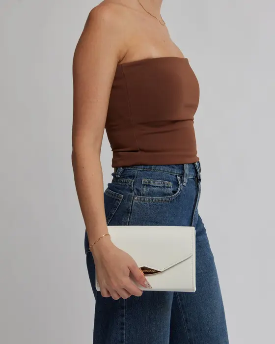 White Madi Envelope Clutch Bag — view 3