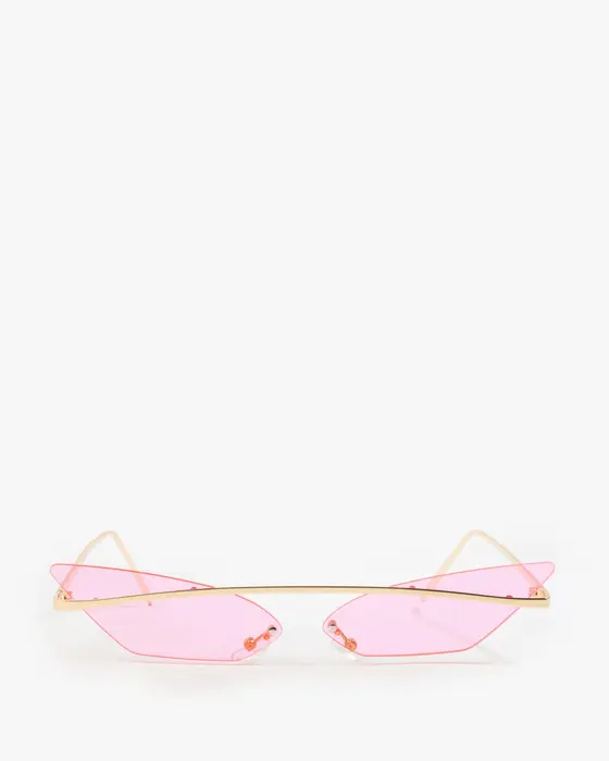 Pink Pointed Cat-Eye Metal Frame Sunglasses