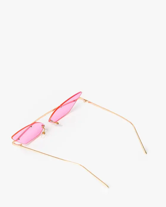 Pink Pointed Cat-Eye Metal Frame Sunglasses — view 3