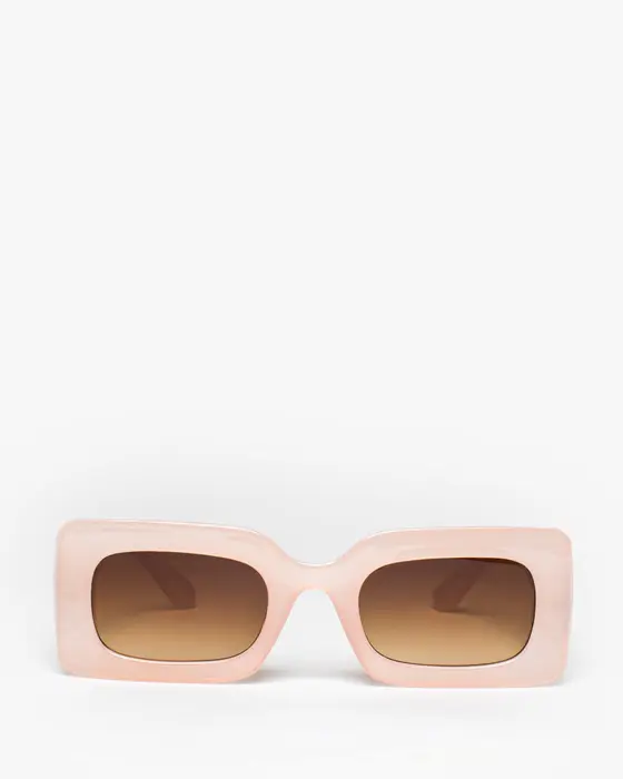 Pink Rectangle Plain Sunglasses